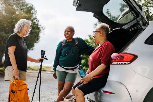 Middle-aged women enjoying an afternoon hike